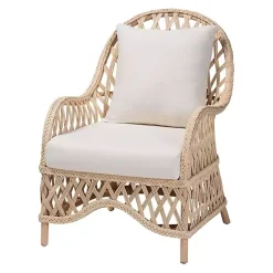 Kirklands Home Braided Rattan Accent Chair Ivory Clearance