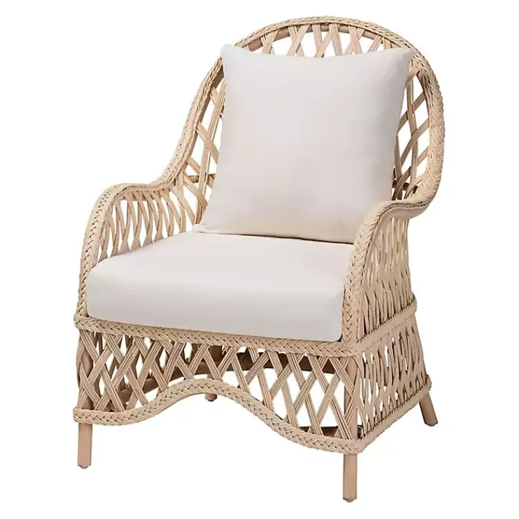 Kirklands Home Braided Rattan Accent Chair Ivory Clearance
