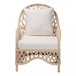 Kirklands Home Braided Rattan Accent Chair Ivory Clearance