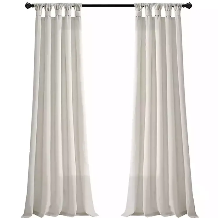 Kirklands Home Burlap Knotted Curtain Panel Set, 108 in. Ivory Outlet