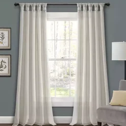 Kirklands Home Burlap Knotted Curtain Panel Set, 120 in. Ivory Sale