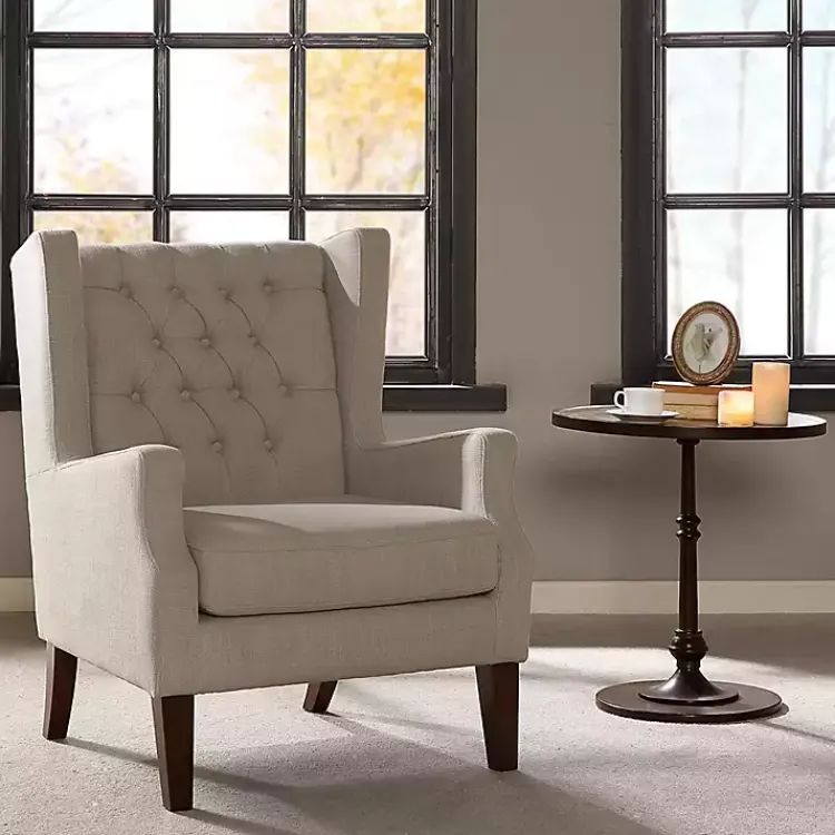 Kirklands Home Button Tufted Accent Chair Ivory Discount