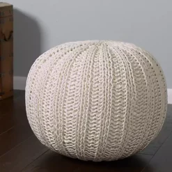 Poufs & Floor Cushions>Kirklands Home Cable Knit Pouf Ivory
