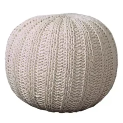 Poufs & Floor Cushions>Kirklands Home Cable Knit Pouf Ivory