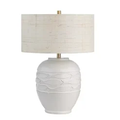 Kirklands Home Ivory Carved Fish Ceramic Table Lamp
