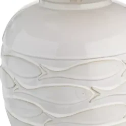 Kirklands Home Ivory Carved Fish Ceramic Table Lamp