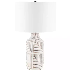 Kirklands Home Ivory Carved Wood Dianne Table Lamp White Outlet