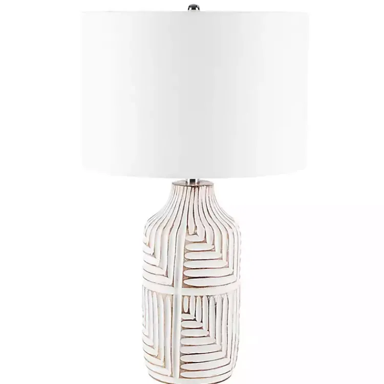 Kirklands Home Ivory Carved Wood Dianne Table Lamp White Outlet