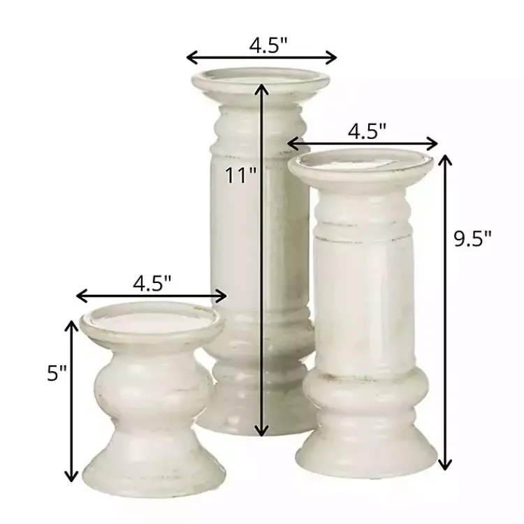 Candle Holders>Kirklands Home Ceramic Column Pillar Holders, Set of 3 Ivory