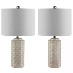 Kirklands Home Ceramic Motif Table Lamps, Set of 2 Ivory Sale