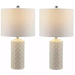 Kirklands Home Ceramic Motif Table Lamps, Set of 2 Ivory Sale