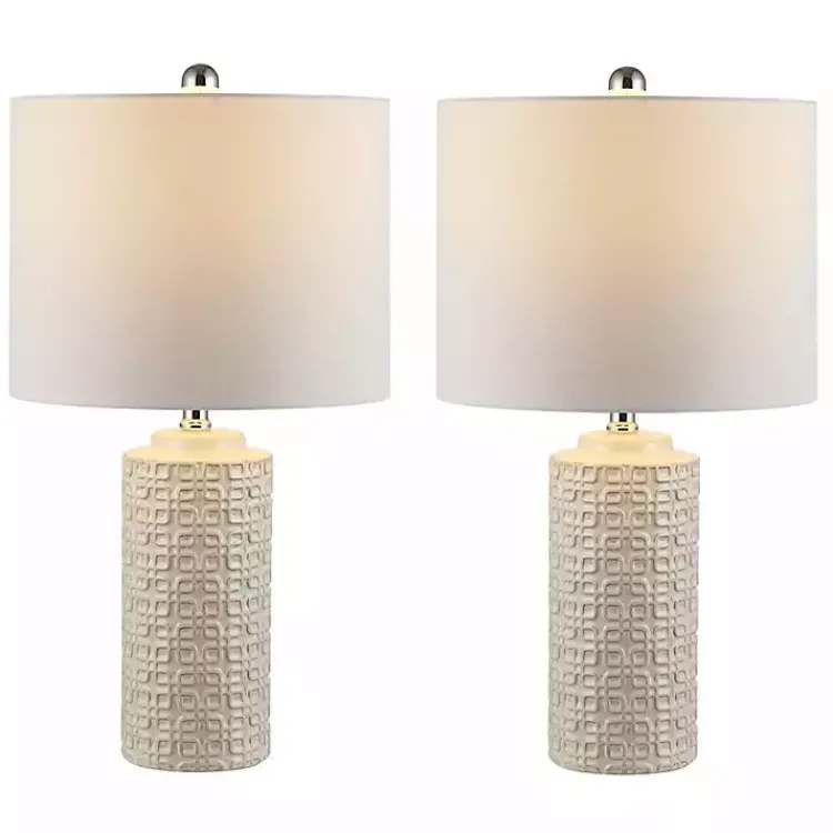 Kirklands Home Ceramic Motif Table Lamps, Set of 2 Ivory Sale