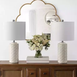 Kirklands Home Ceramic Motif Table Lamps, Set of 2 Ivory Sale