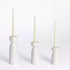 Candle Holders>Kirklands Home Ceramic Taper Candle Holders, Set of 3 Ivory
