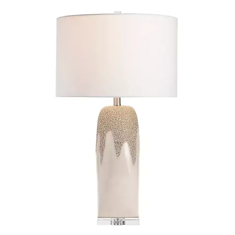 Kirklands Home Ivory Ceramic Textured Base Table Lamp White Outlet