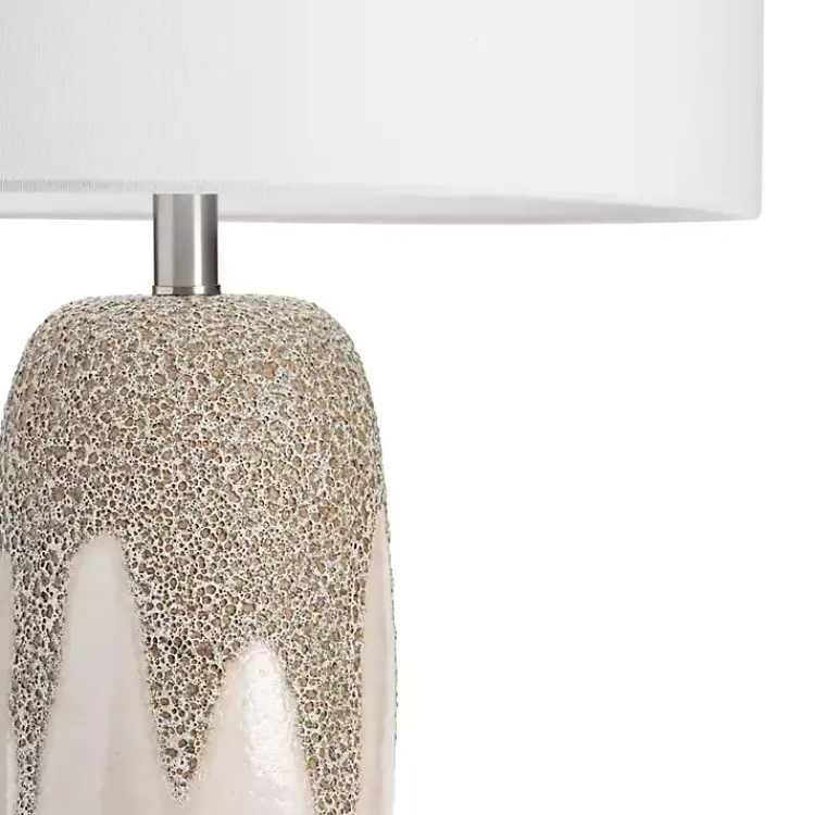 Kirklands Home Ivory Ceramic Textured Base Table Lamp White Outlet