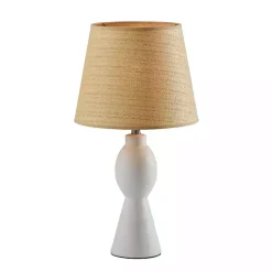 Kirklands Home Ivory Ceramic Woven Rat Shade Table Lamp Tan Best