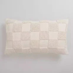 Pillows>Kirklands Home Checkerboard Lumbar Pillow Ivory