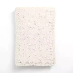 Blankets & Throws>Kirklands Home Chenille Cable Knit Throw Ivory