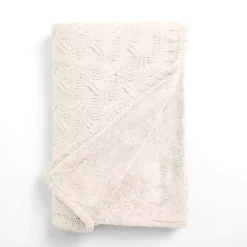 Blankets & Throws>Kirklands Home Chenille Cable Knit Throw Ivory