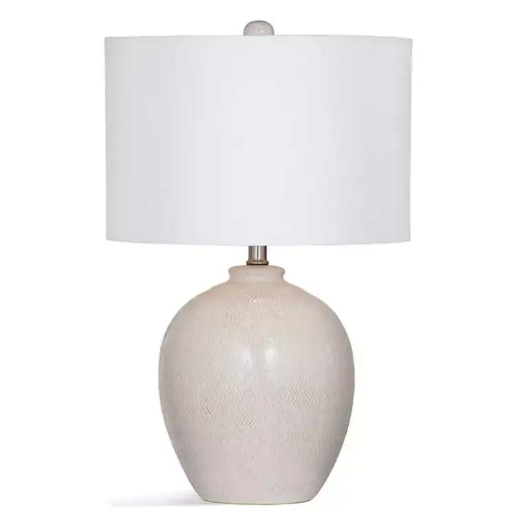 Kirklands Home Ivory Chevron Ceramic Table Lamp White Outlet