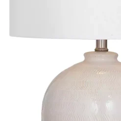 Kirklands Home Ivory Chevron Ceramic Table Lamp White Outlet