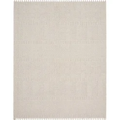 Kirklands Home Chevron Diamond Tasseled Area Rug, 7x10 Ivory