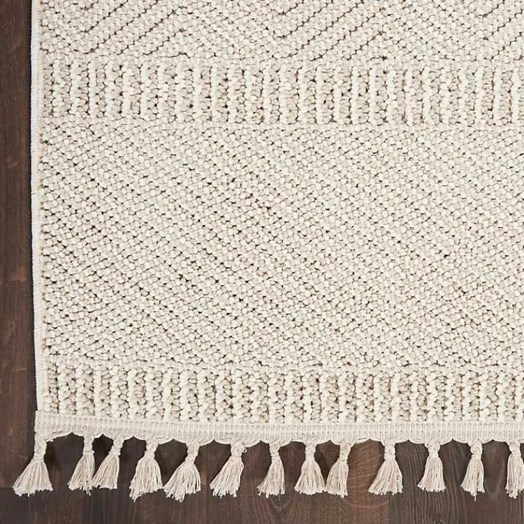 Kirklands Home Chevron Diamond Tasseled Area Rug, 7x10 Ivory