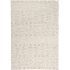 Kirklands Home Chevron Diamond Tasseled Area Rug, 5x7 Ivory Hot