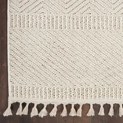 Kirklands Home Chevron Diamond Tasseled Area Rug, 5x7 Ivory Hot