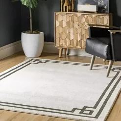 Kirklands Home Ivory Classic Border Area Rug, 5x7 Best