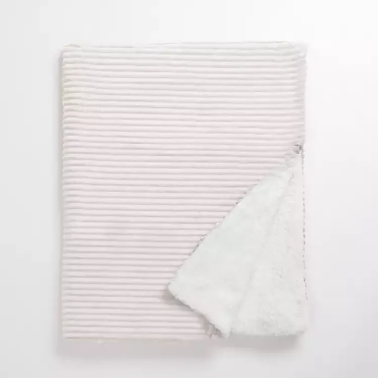 Blankets & Throws>Kirklands Home Corduroy Sherpa Throw Ivory