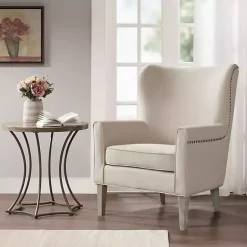Kirklands Home Curved Wingback Accent Chair Ivory Online