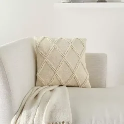 Pillows>Kirklands Home Ivory Diamond Lattice Throw Pillow White