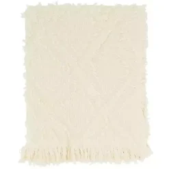 Blankets & Throws>Kirklands Home Diamond Pattern Throw Blanket Ivory