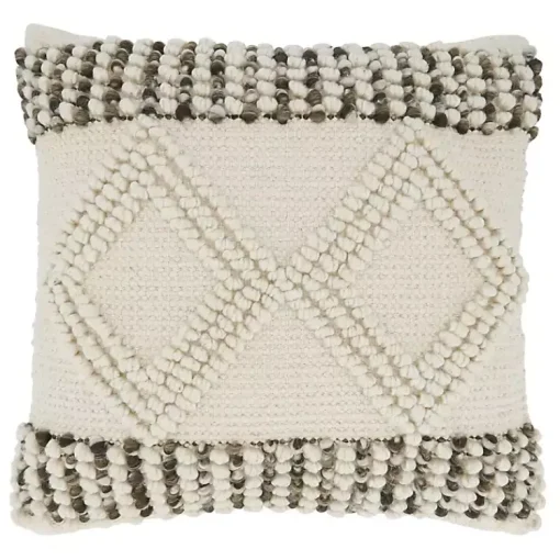 Pillows>Kirklands Home Ivory Diamond Woven Textured Polyester Pillow