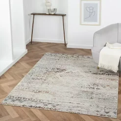 Kirklands Home Distressed Medallion Washable Area Rug, 7x9 Ivory Clearance
