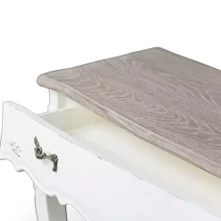 Kirklands Home Distressed Streaked Console Table Ivory Best