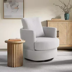 Kirklands Home Ivory Elmhurst Swivel Accent Chair White Outlet