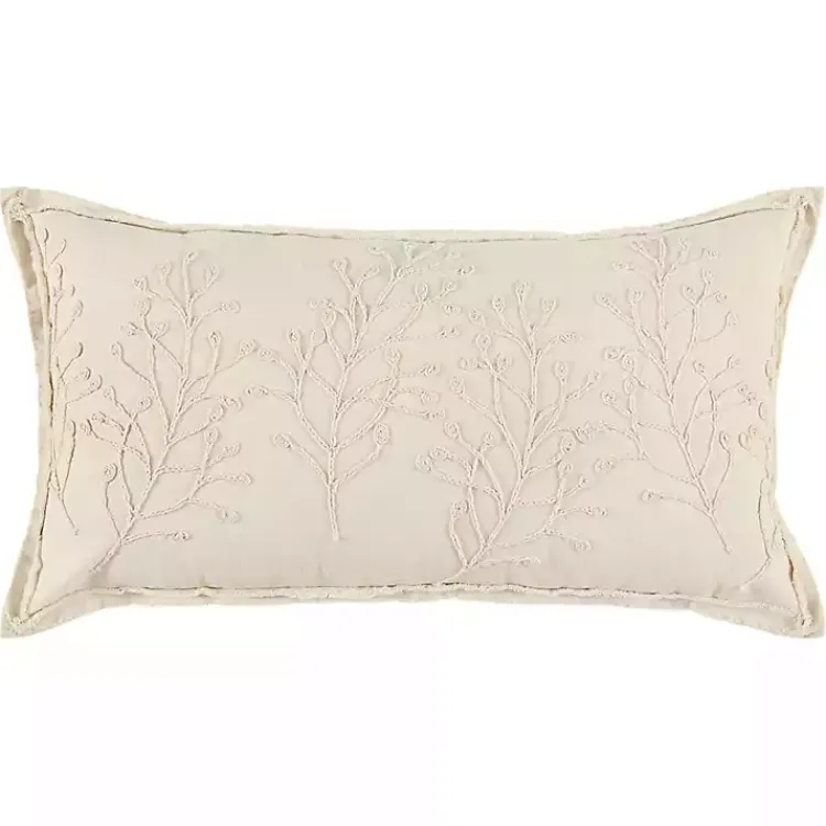 Pillows>Kirklands Home Embroidered Botanical Pillow Ivory