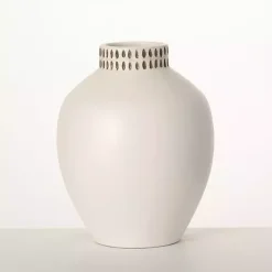 Vases>Kirklands Home Etched Ceramic Urn Vase Ivory
