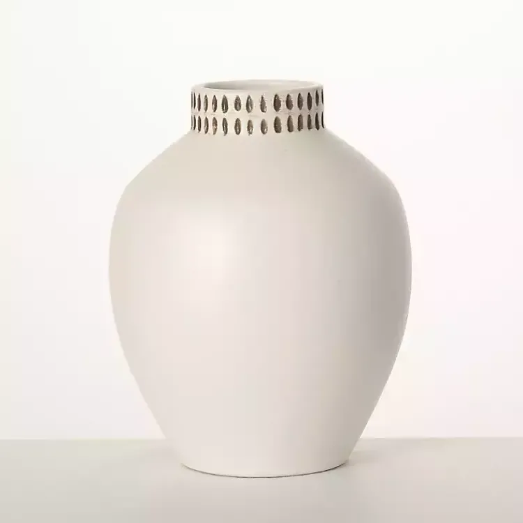Vases>Kirklands Home Etched Ceramic Urn Vase Ivory