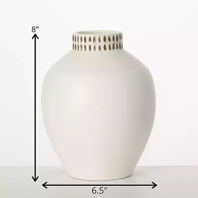 Vases>Kirklands Home Etched Ceramic Urn Vase Ivory