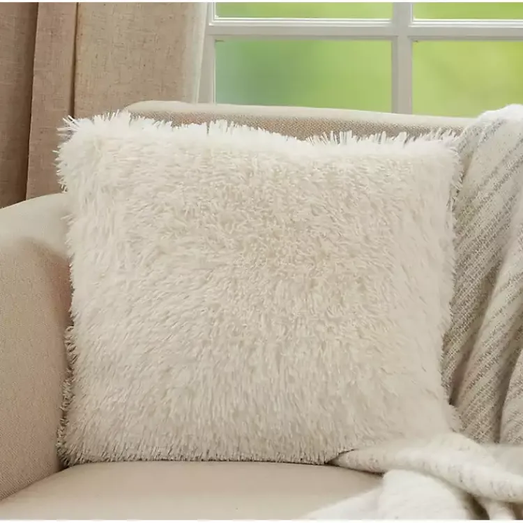 Pillows>Kirklands Home Faux Fur Throw Pillow Ivory