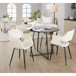 Kirklands Home Faux Leather Marge Dining Chairs, Set of 2 Ivory Best