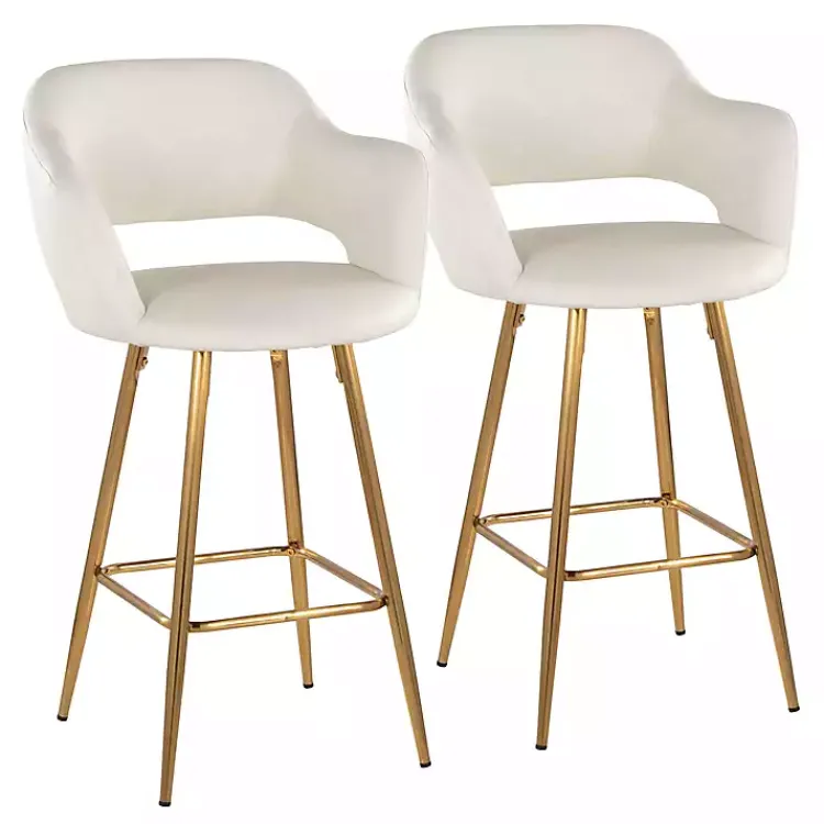 Kirklands Home Faux Leather Marge Counter Stools, Set of 2 Ivory Online