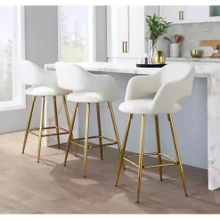 Kirklands Home Faux Leather Marge Counter Stools, Set of 2 Ivory Online