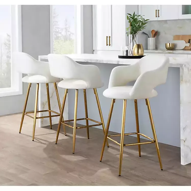 Kirklands Home Faux Leather Marge Counter Stools, Set of 2 Ivory Online