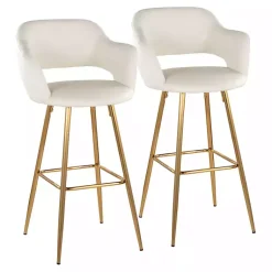 Kirklands Home Faux Leather Marge Bar Stools, Set of 2 Ivory Online