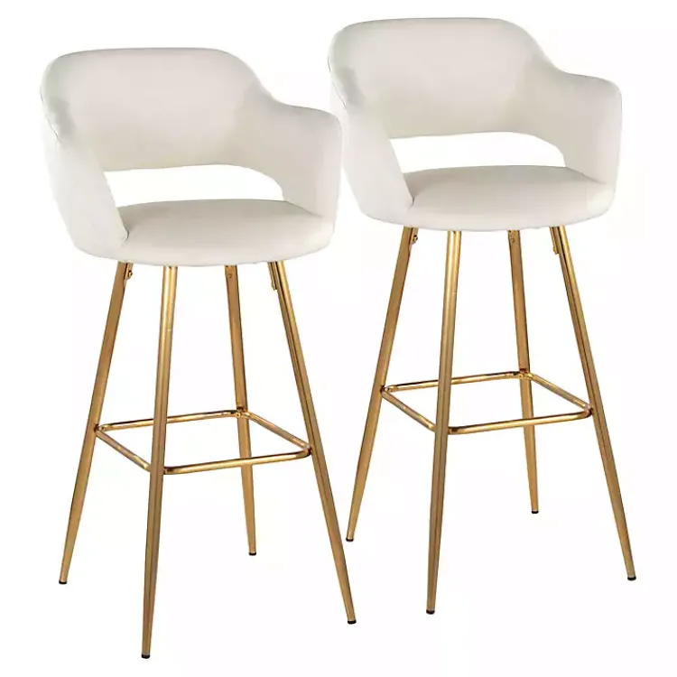 Kirklands Home Faux Leather Marge Bar Stools, Set of 2 Ivory Online